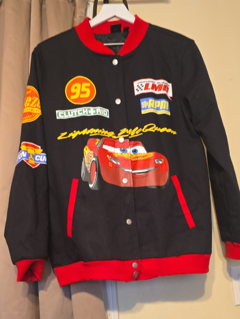 Lightning McQueen Black & Red Varsity Jacket